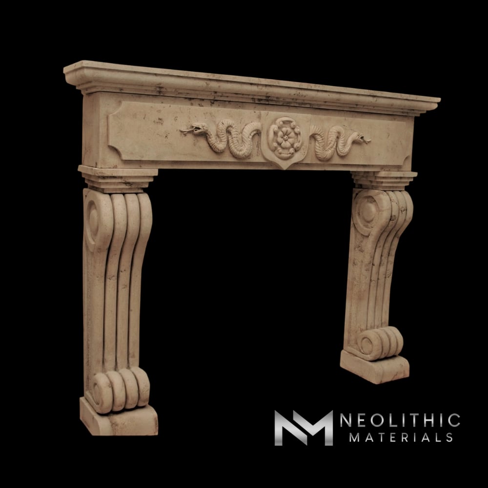 Limestone Fireplace Mantel