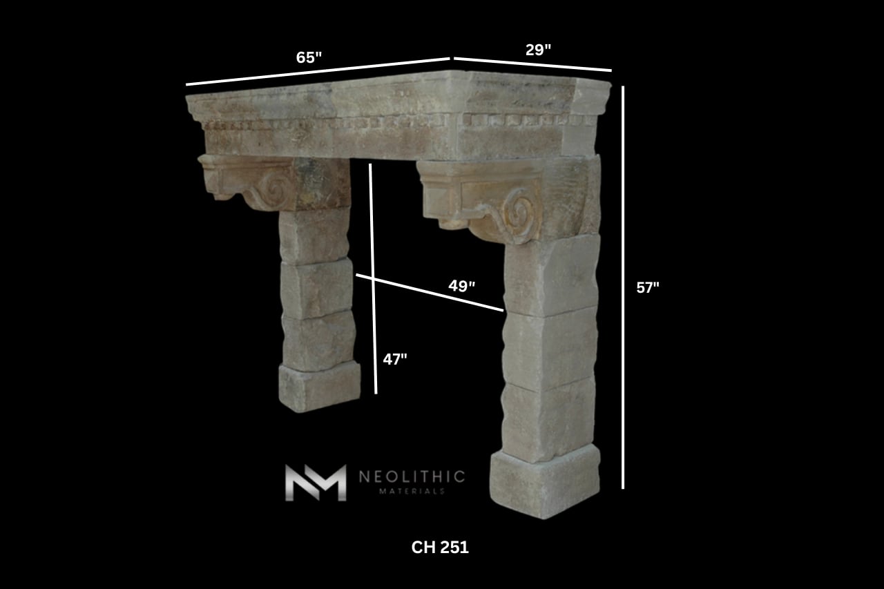 Reclaimed Limestone Mantel - Image 2
