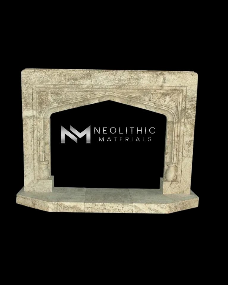 Limestone Fireplace Mantel - Image 1
