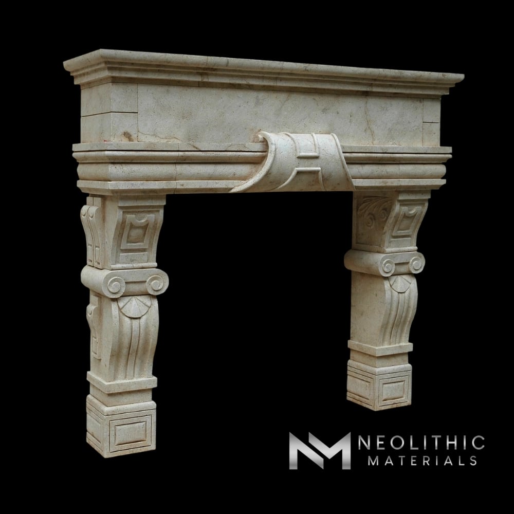 Limestone Fireplace Mantel