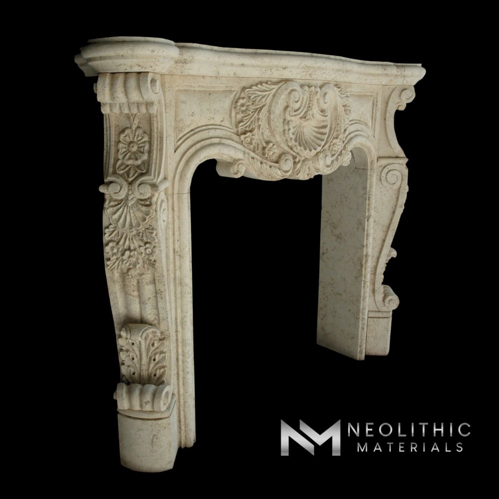 Limestone Fireplace Mantel