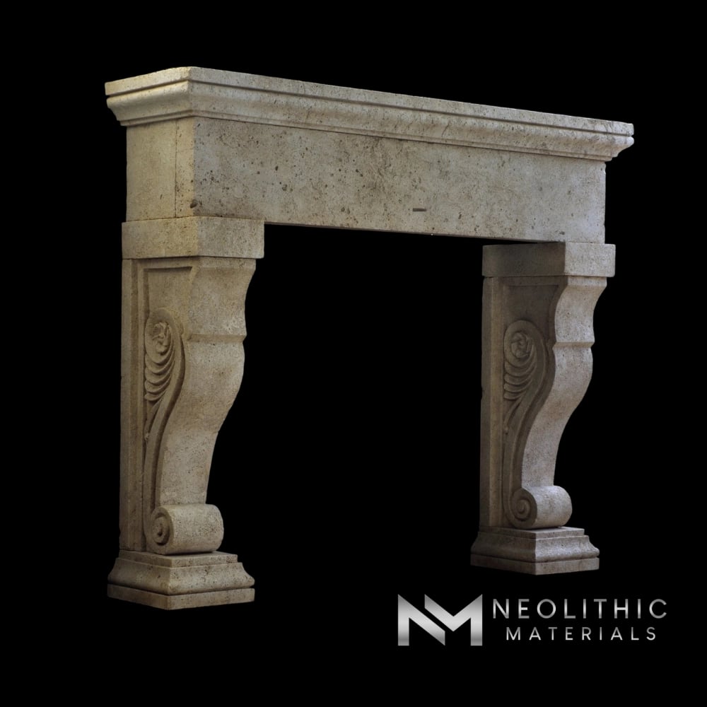 Limestone Fireplace Mantel