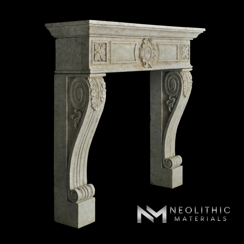 Limestone Fireplace Mantel