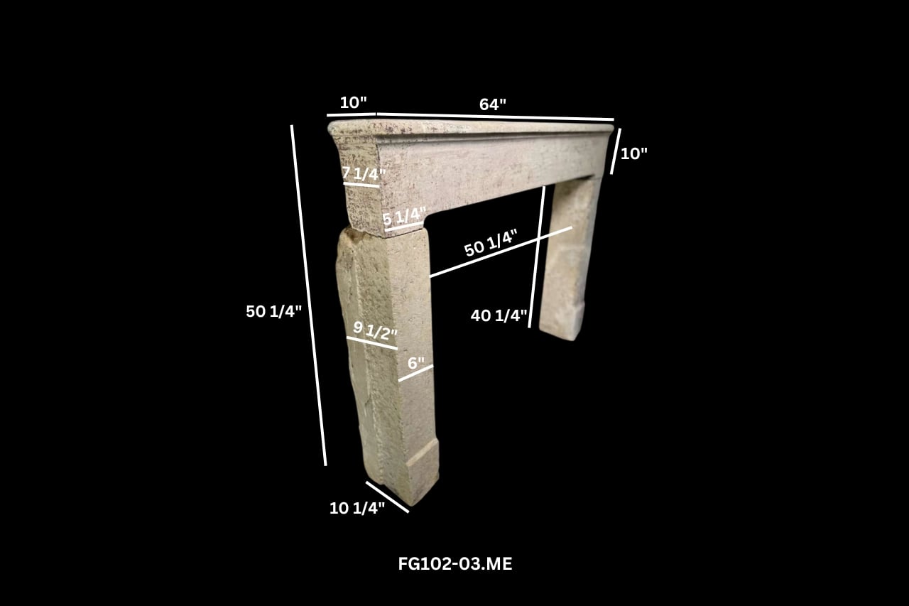 French Antique 19th Century Limestone Mantel - Image 5