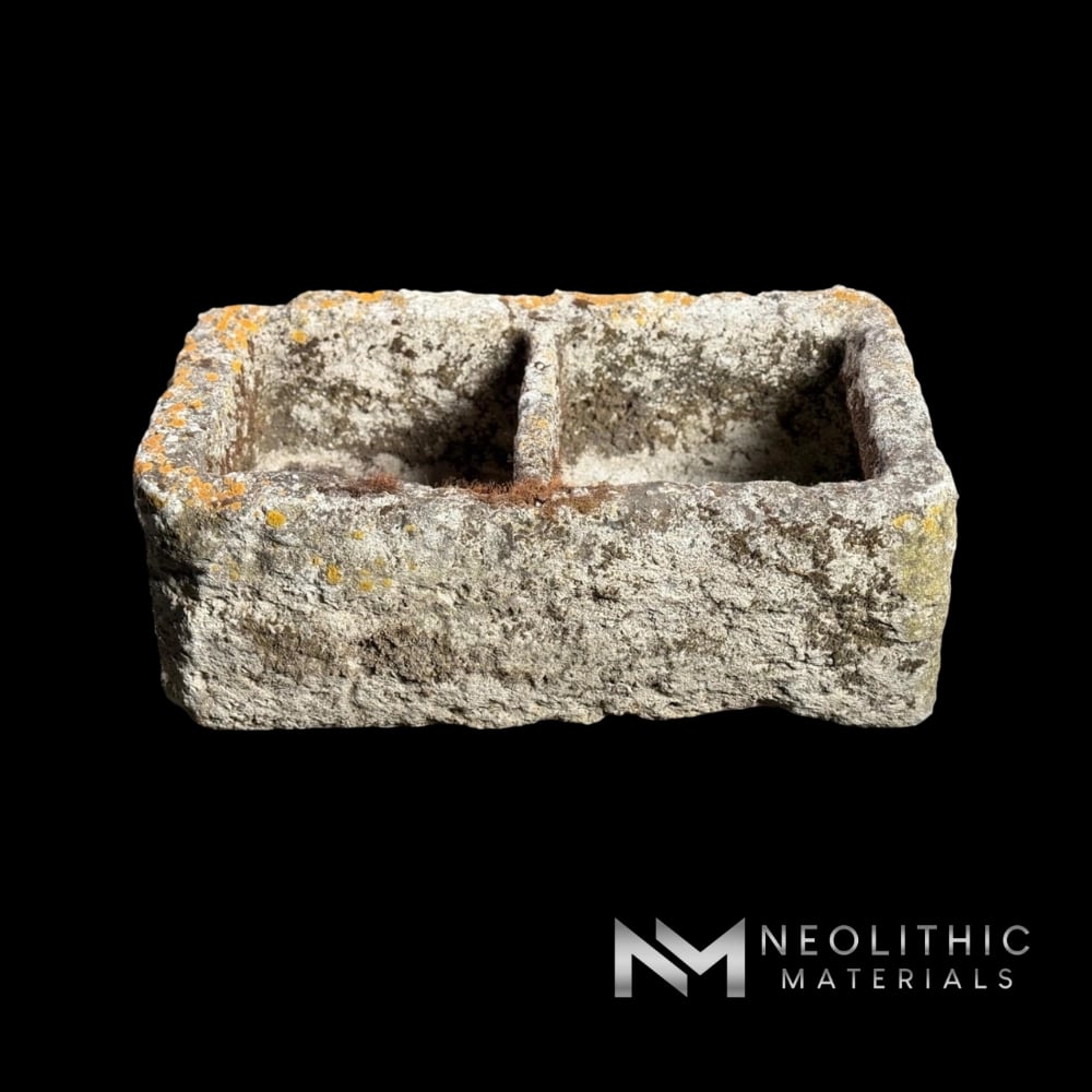 French Antique Double Limestone Trough