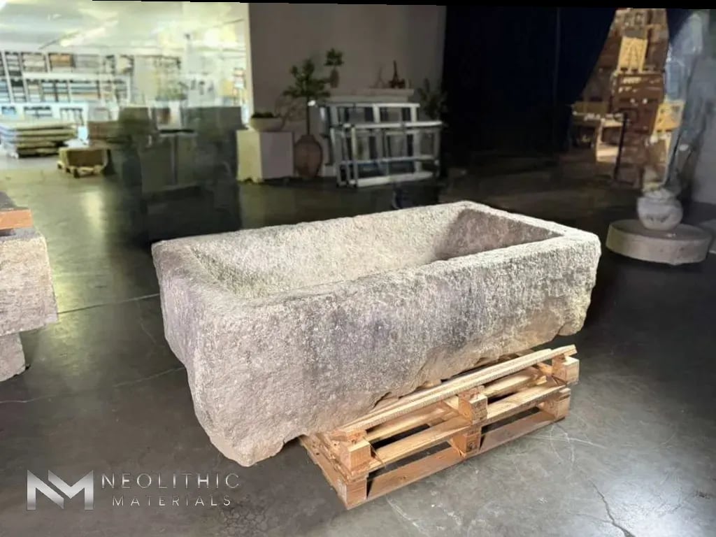 French Antique Limestone Trough - Image 1