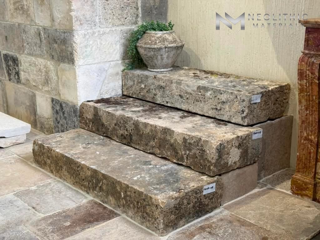 French Antique 18th Century Limestone Stair Treads - Image 1