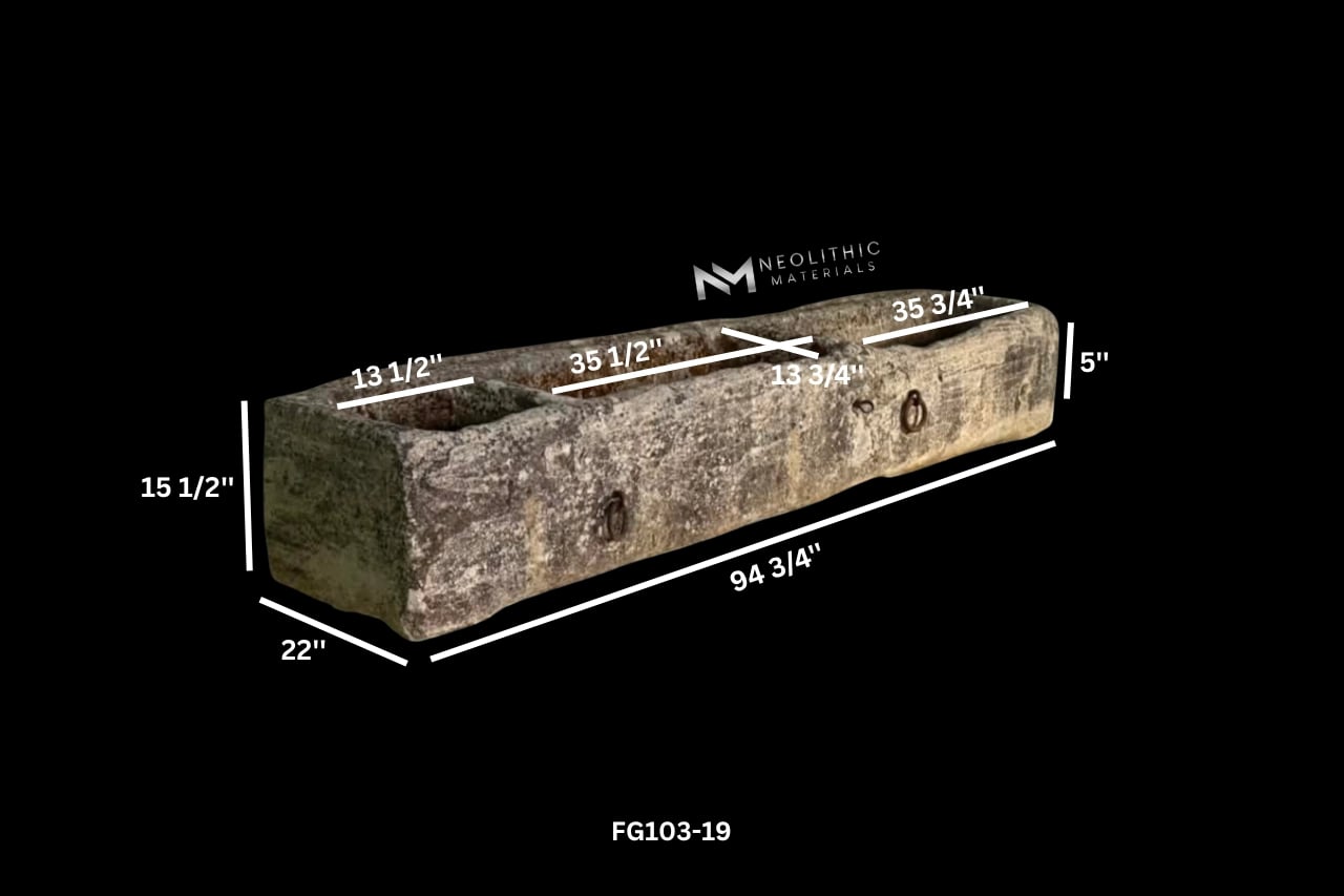 French Antique 19th Century Limestone Trough - Image 2