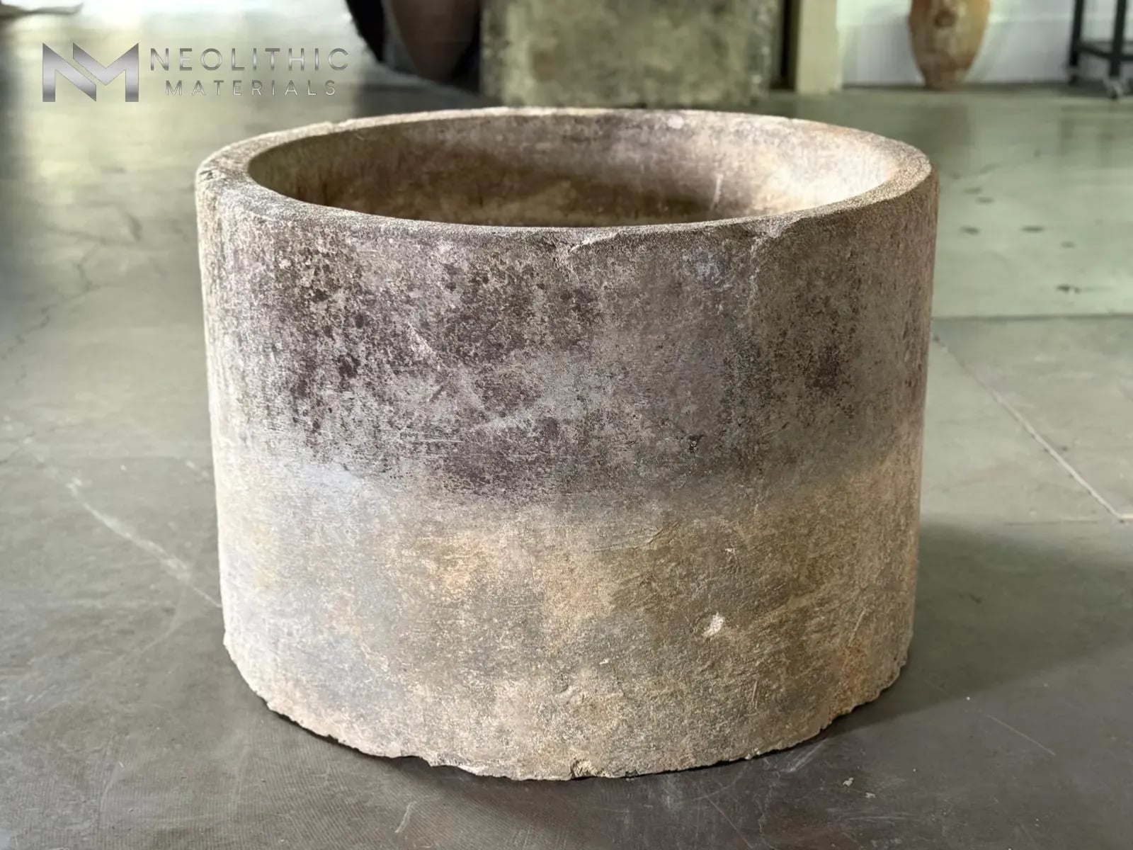 French Antique Limestone Round Trough - Image 1