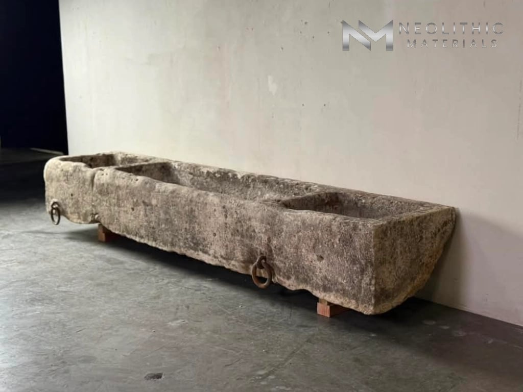 French Antique 19th Century Limestone Trough - Image 4