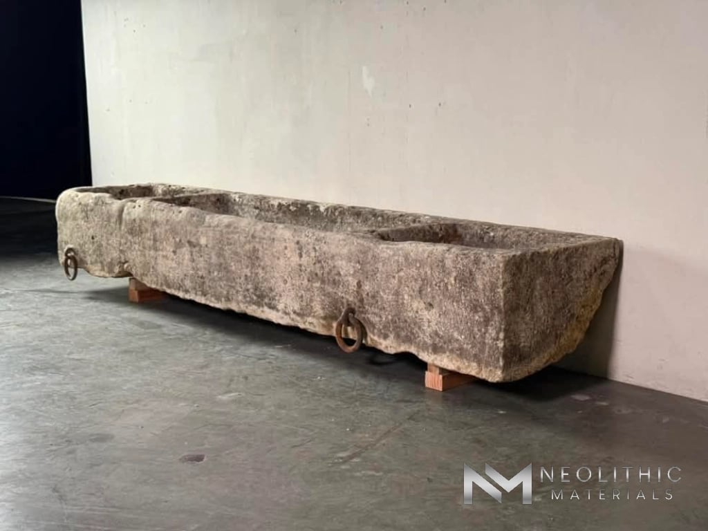 French Antique 19th Century Limestone Trough - Image 6