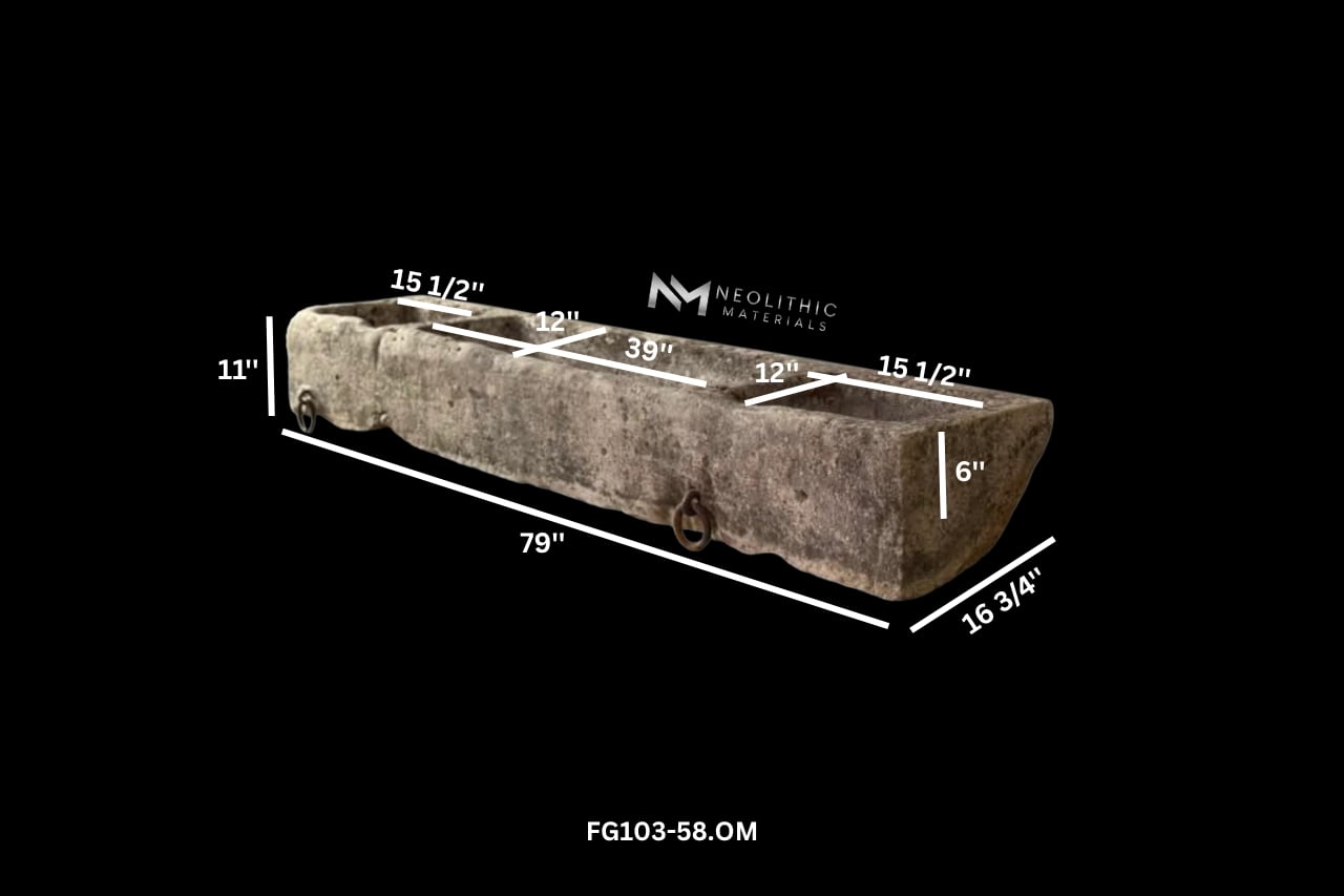 French Antique 19th Century Limestone Trough - Image 2