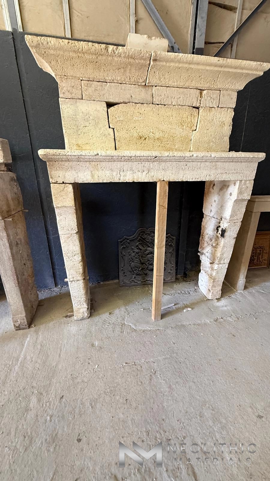 French Antique Limestone Fireplace - Image 1