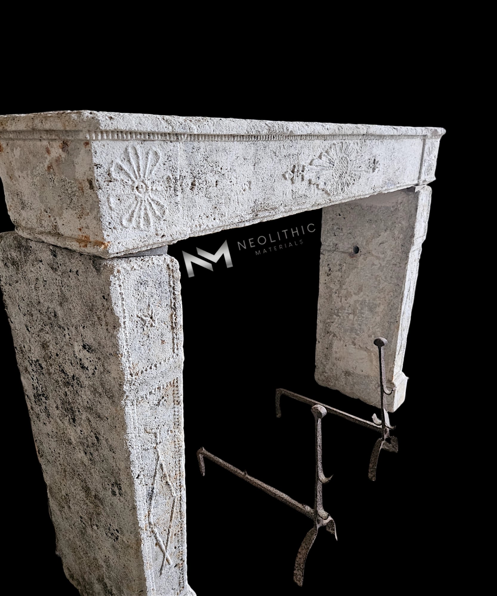 French Antique 17th Century Limestone Fireplace Mantel - Image 3