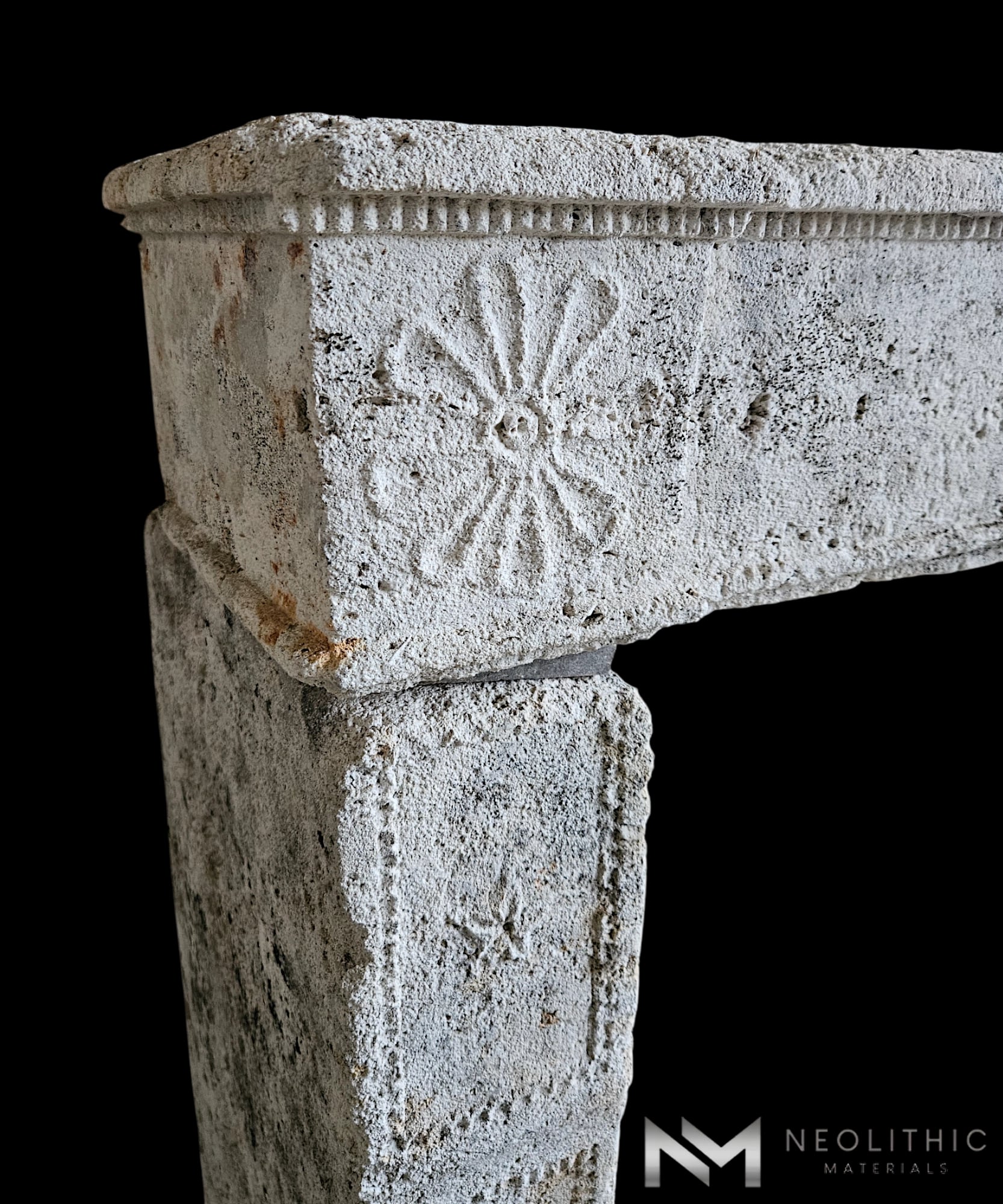 French Antique 17th Century Limestone Fireplace Mantel - Image 4