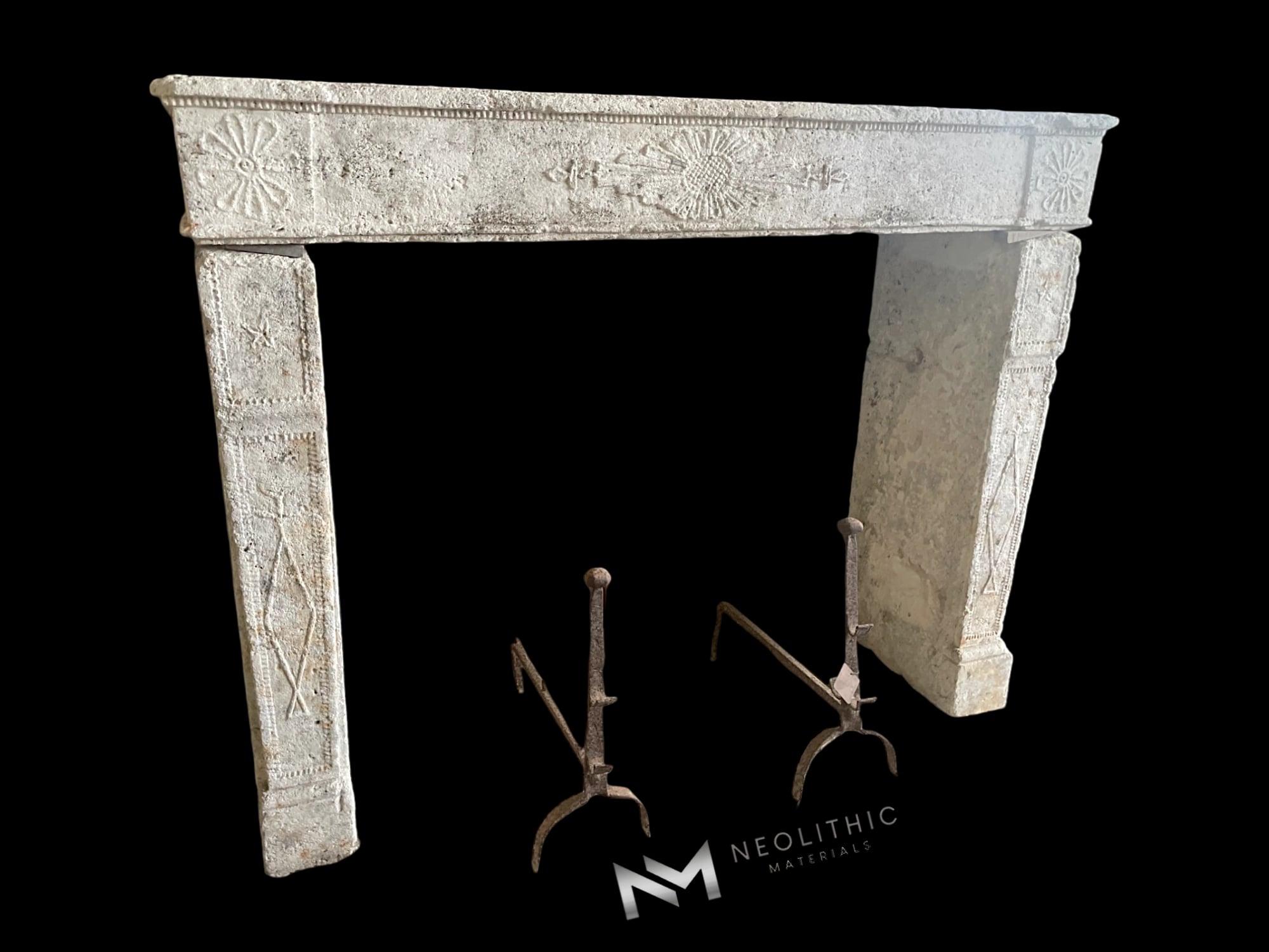 French Antique 17th Century Limestone Fireplace Mantel - Image 9