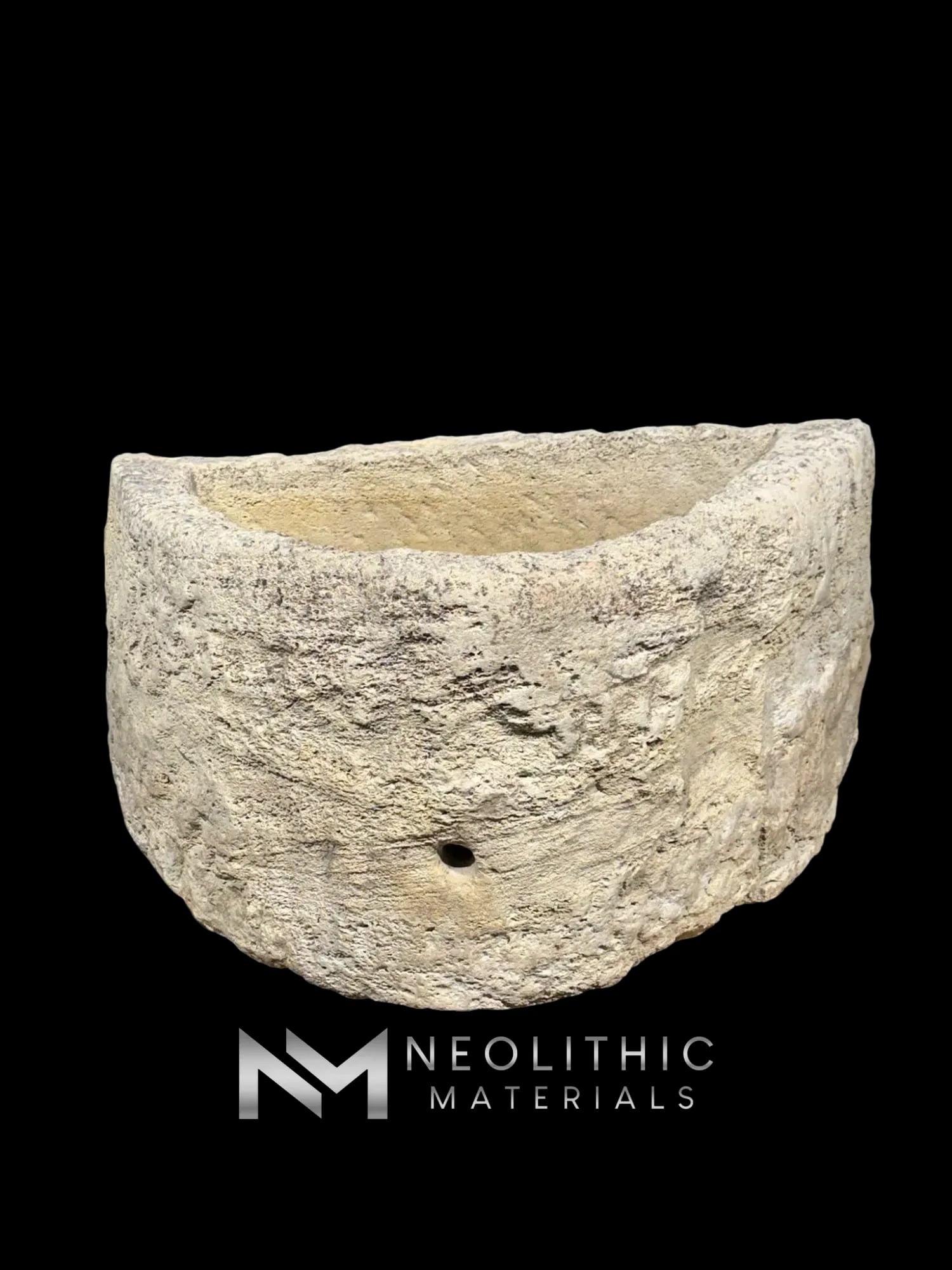 French Antique Half Moon Limestone Trough - Image 1