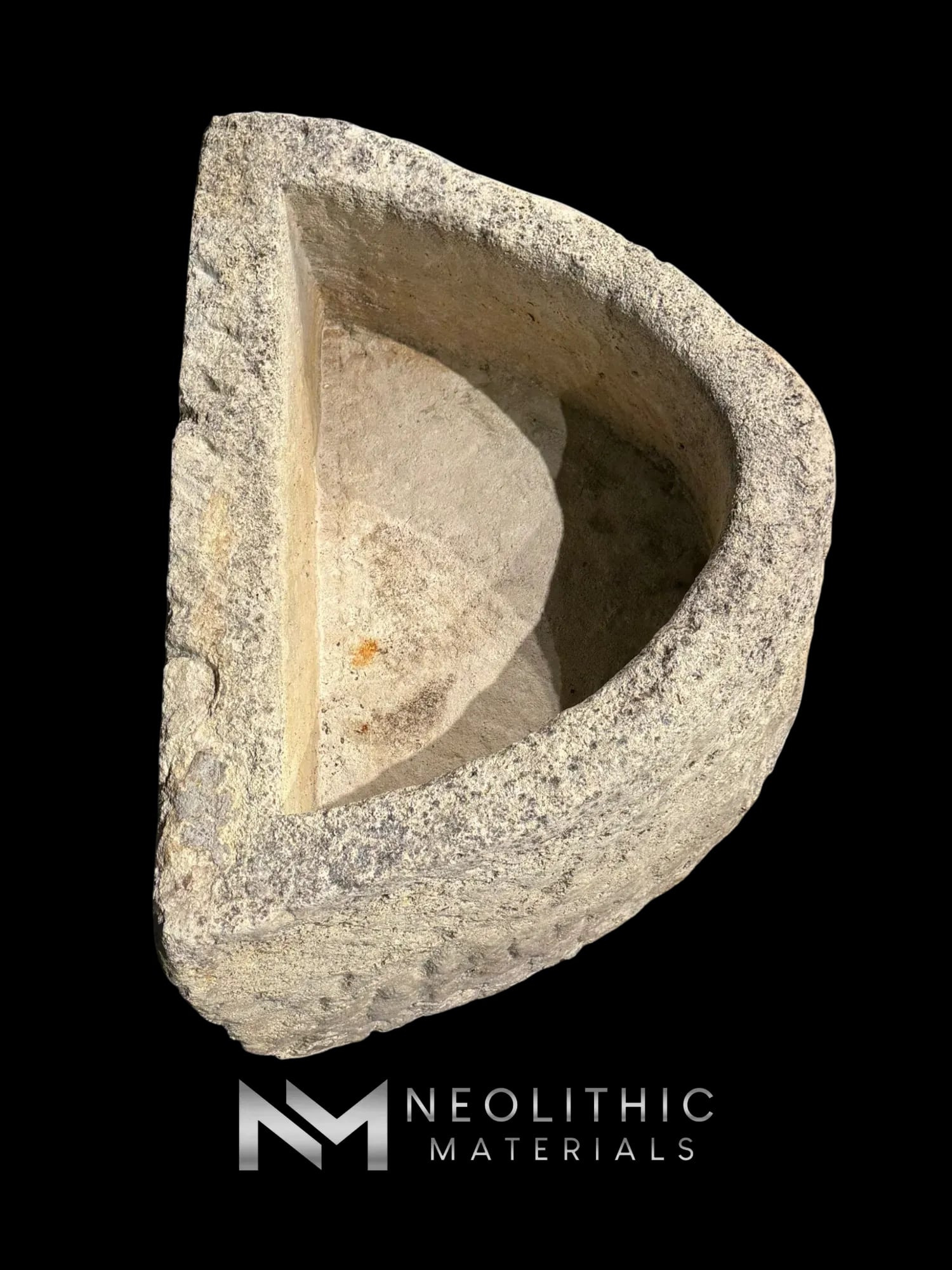 French Antique Half Moon Limestone Trough - Image 5