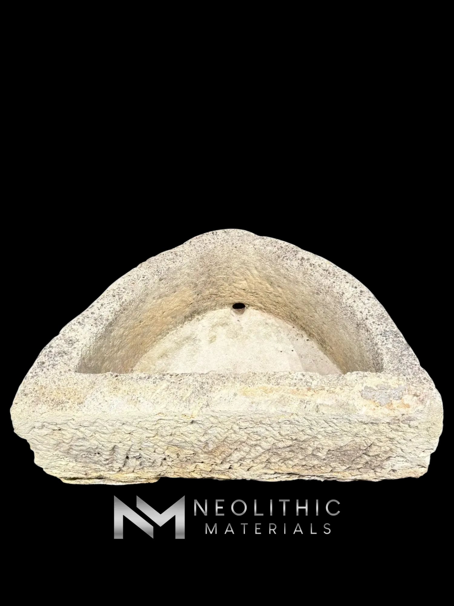 French Antique Half Moon Limestone Trough - Image 6