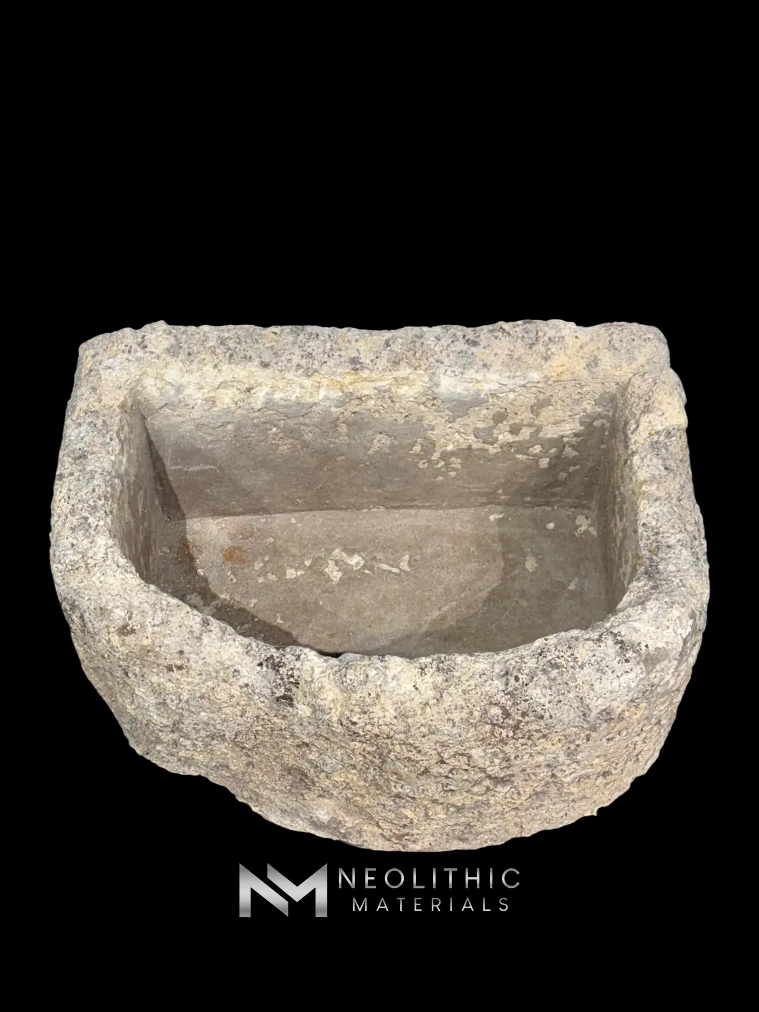 French Antique Half Moon Limestone Trough - Image 6