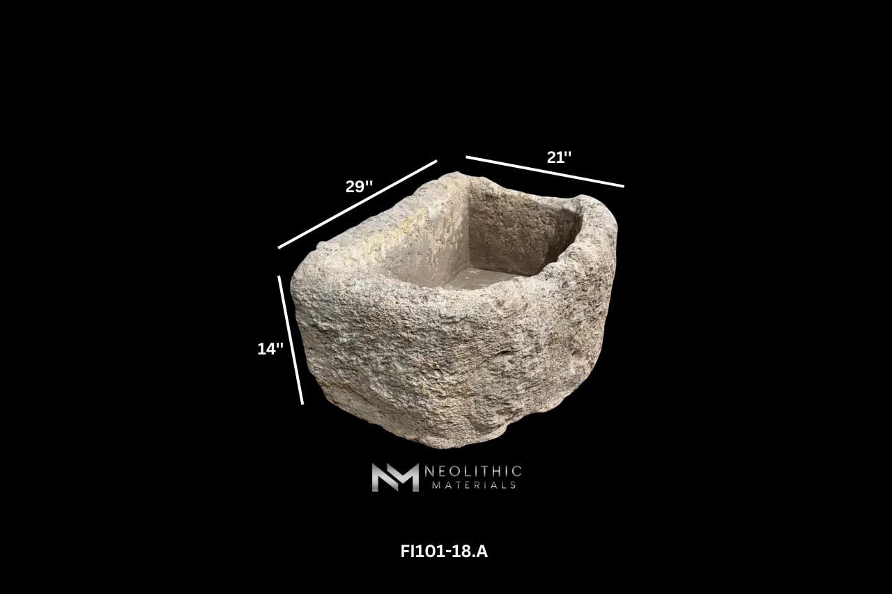 French Antique Half Moon Limestone Trough - Image 2