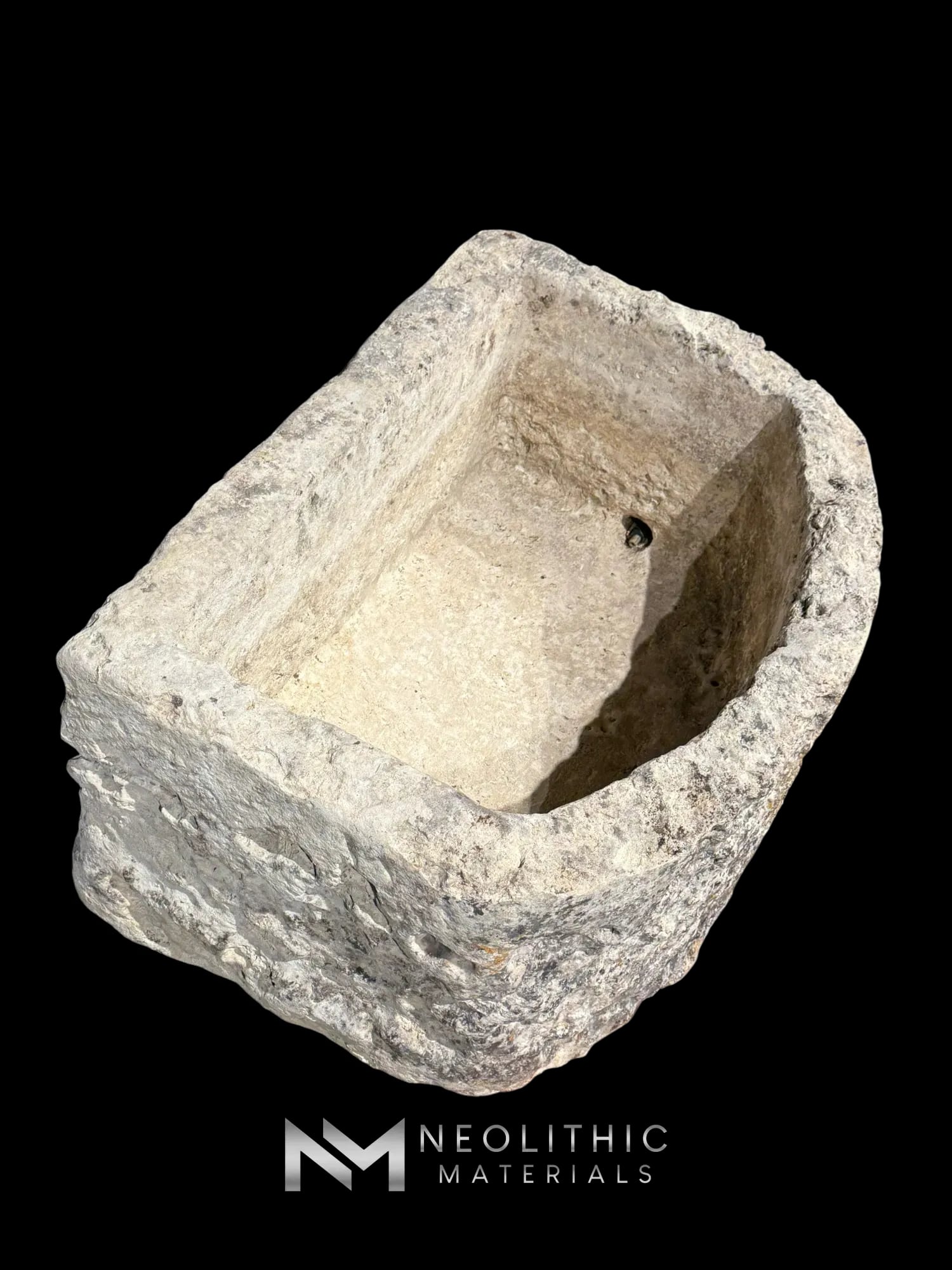 French Antique Half Moon Limestone Trough - Image 3