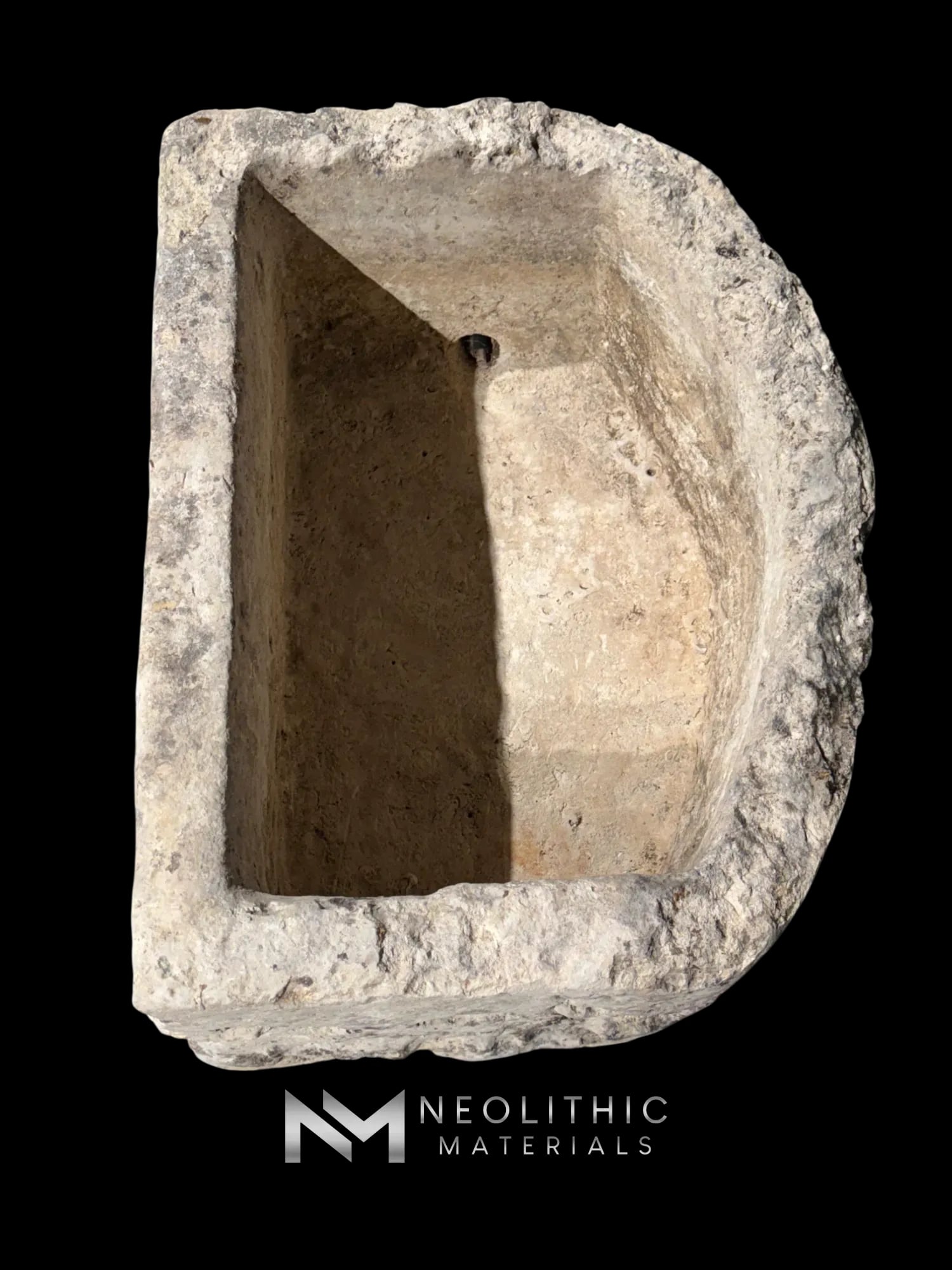 French Antique Half Moon Limestone Trough - Image 5