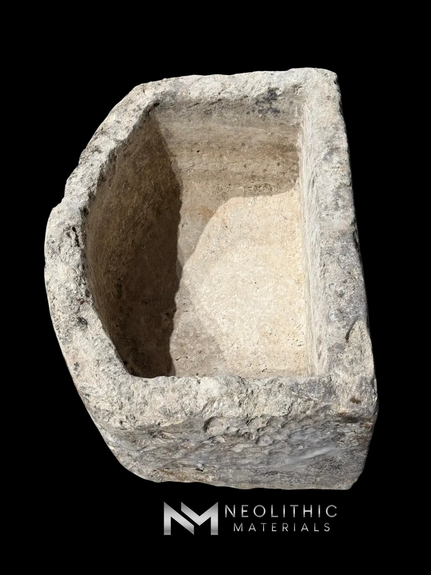 French Antique Half Moon Limestone Trough - Image 6