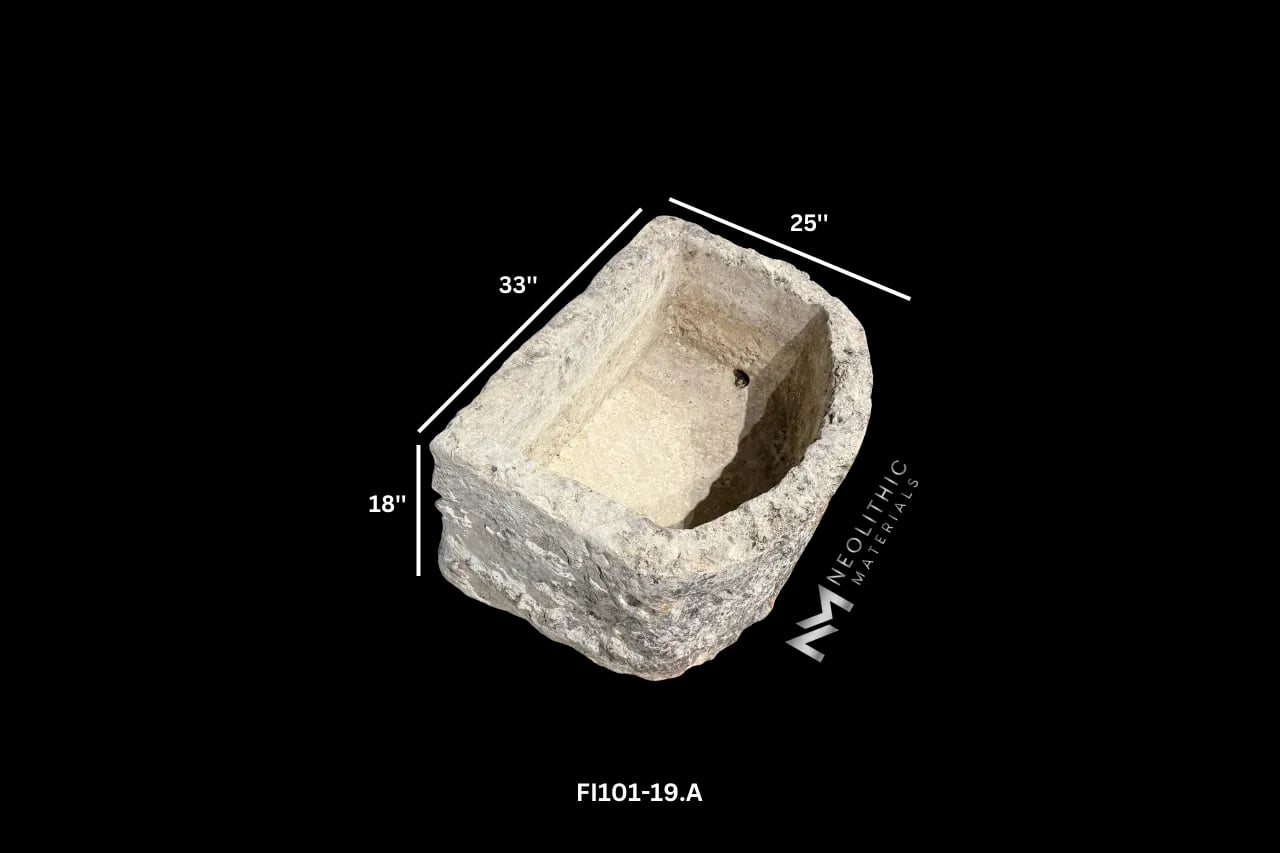 French Antique Half Moon Limestone Trough - Image 2