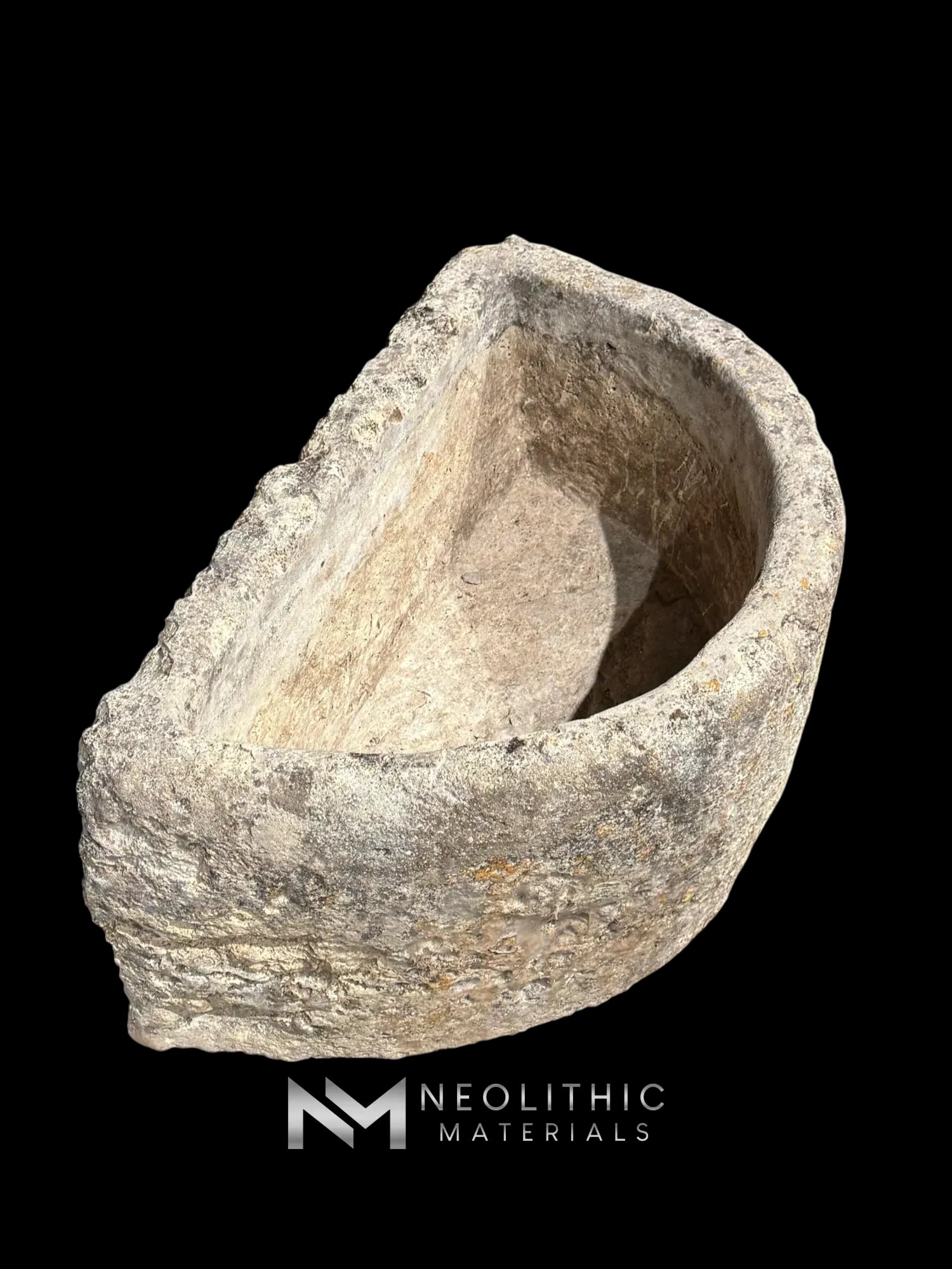 French Antique Half Moon Limestone Trough - Image 3