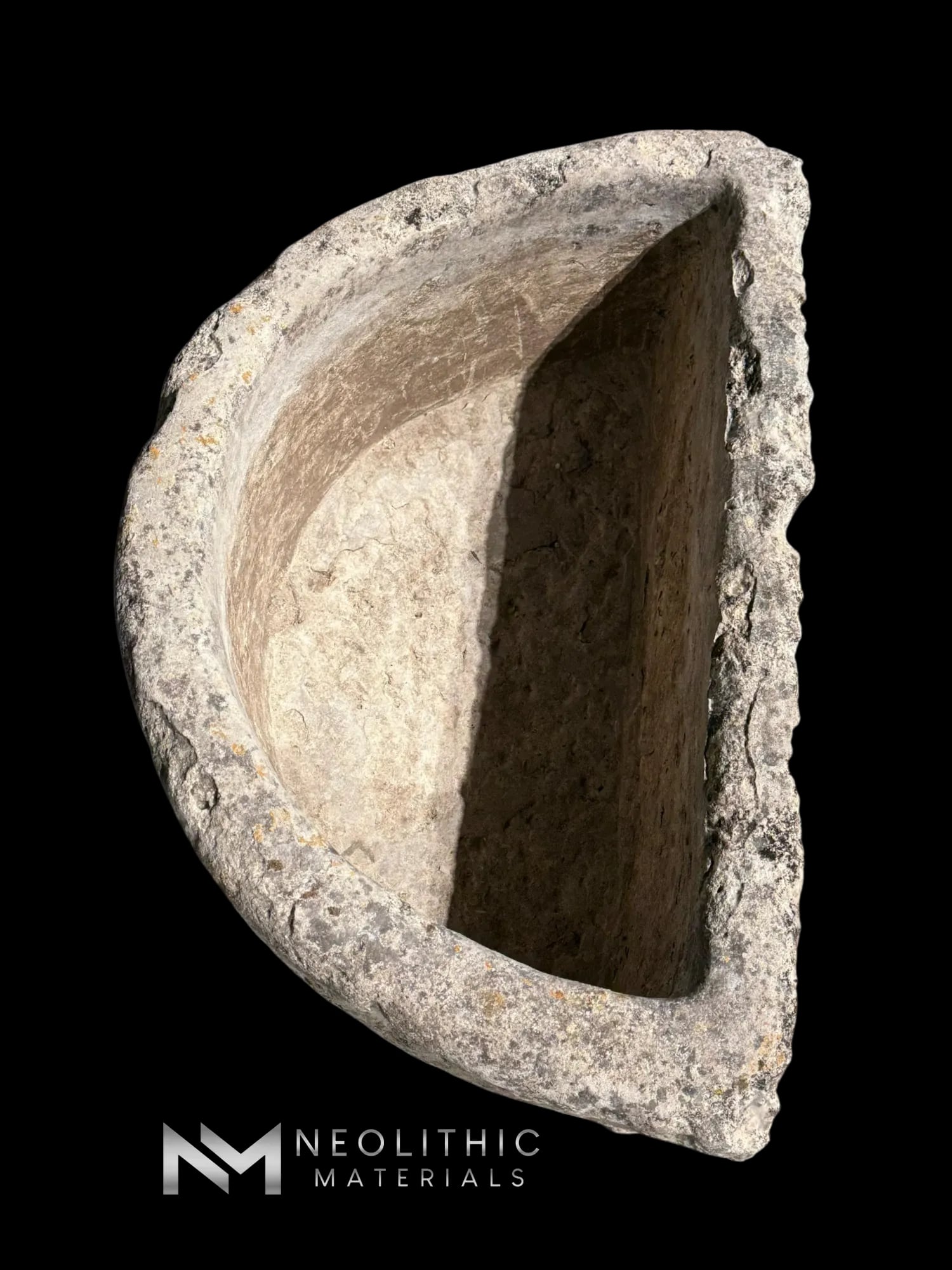 French Antique Half Moon Limestone Trough - Image 5