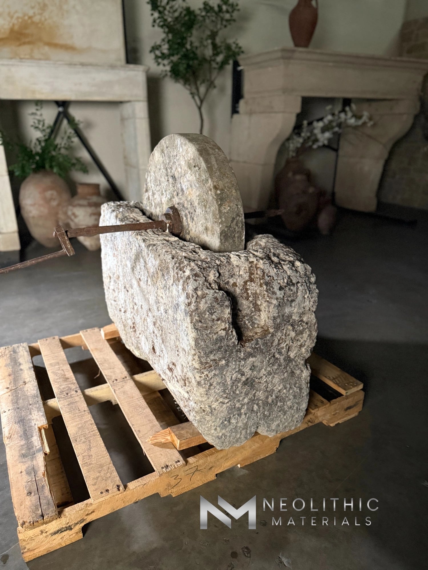 French Antique 19th Century Limestone Mill - Image 4