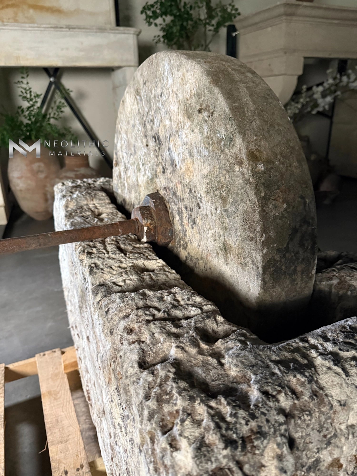 French Antique 19th Century Limestone Mill - Image 5