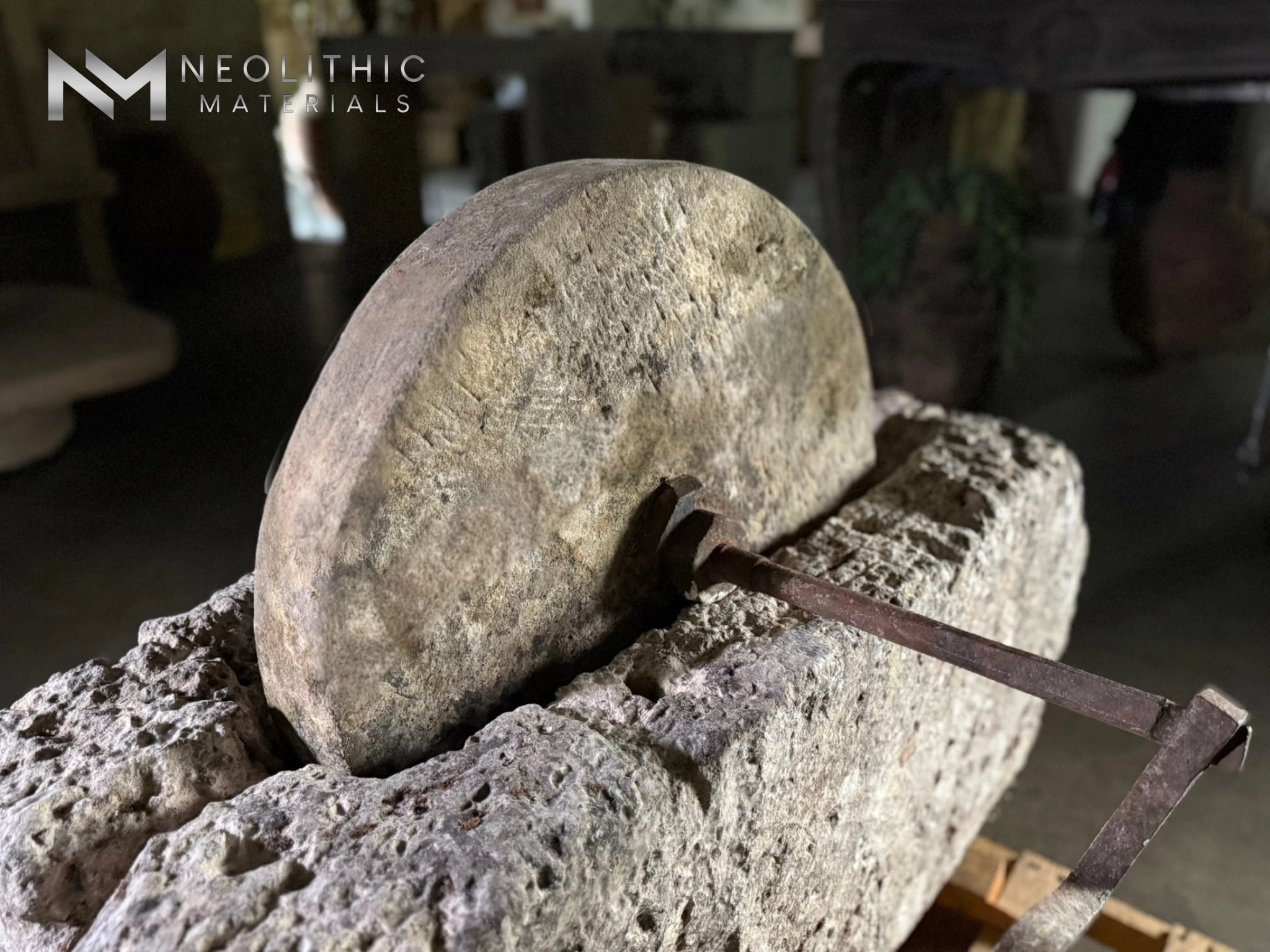 French Antique 19th Century Limestone Mill - Image 7