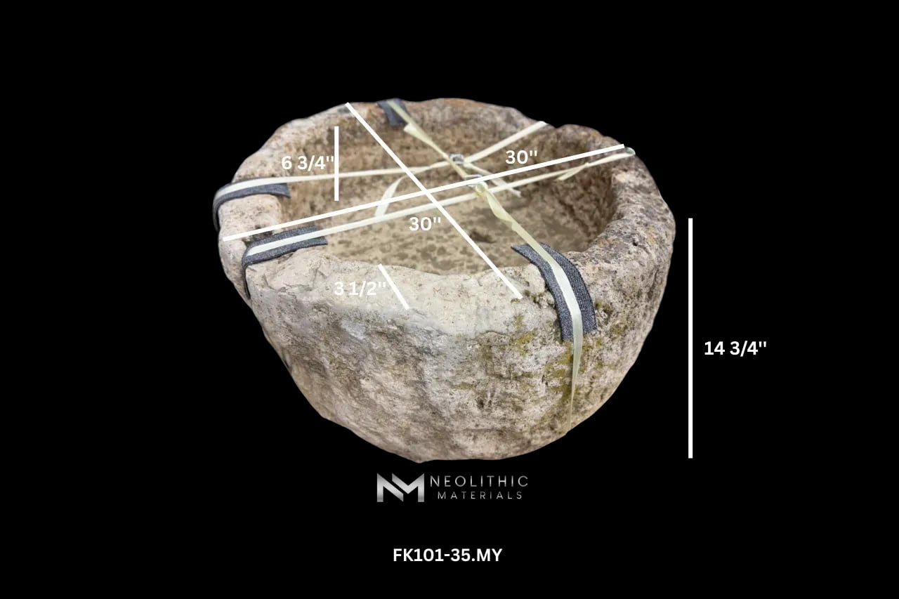 French Antique Round Limestone Trough - Image 2