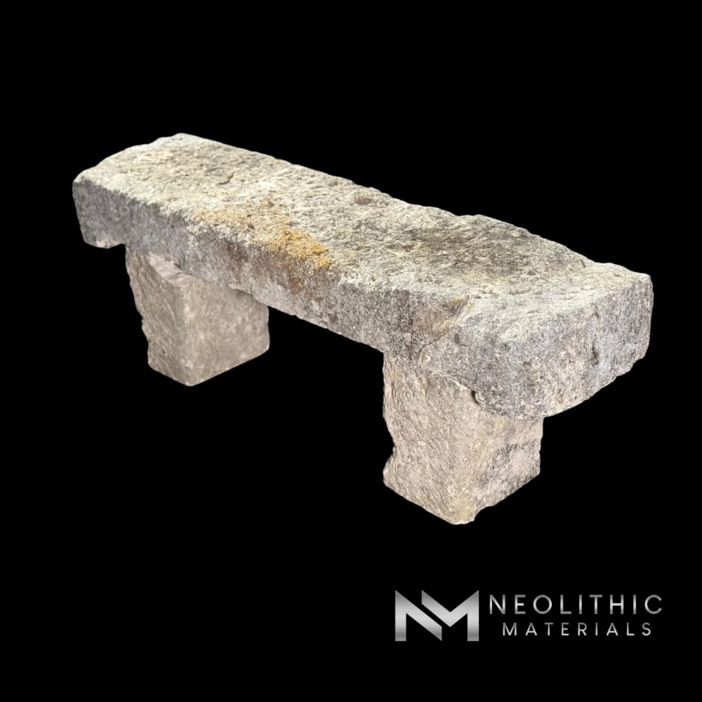 French Antique 19th Century Limestone Bench