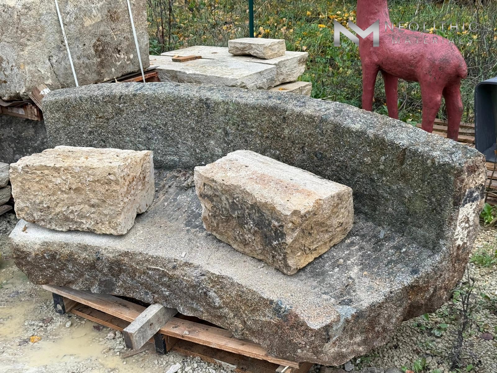 French Antique Limestone Bench - Image 1