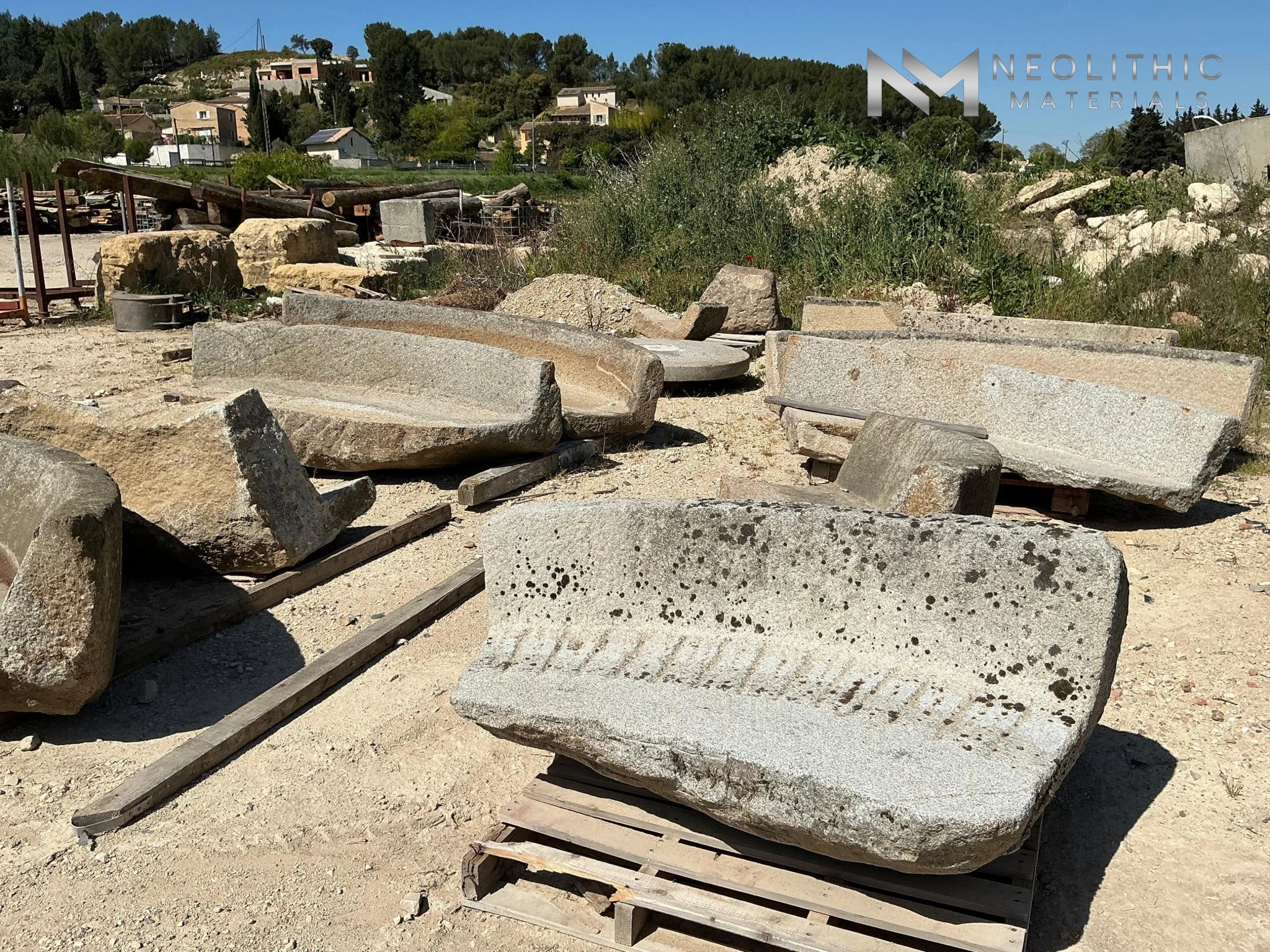 French Antique Limestone Bench - Image 2