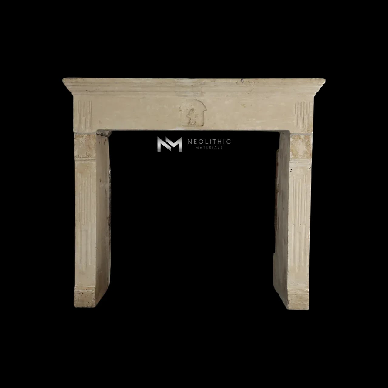 French Antique 19th Century Limestone Fireplace Mantel - Image 1
