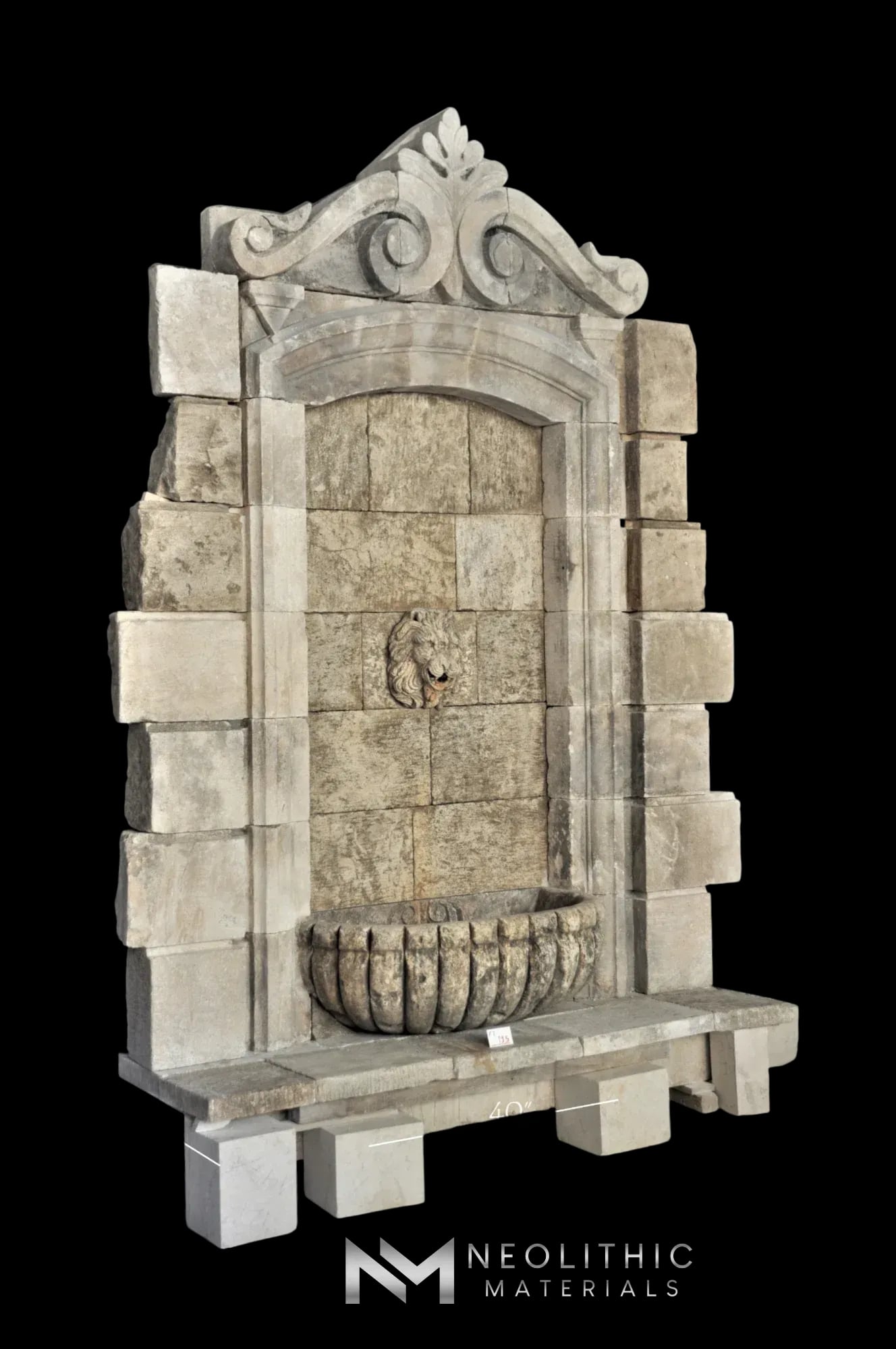 Reclaimed Limestone Wall Fountain - Image 3