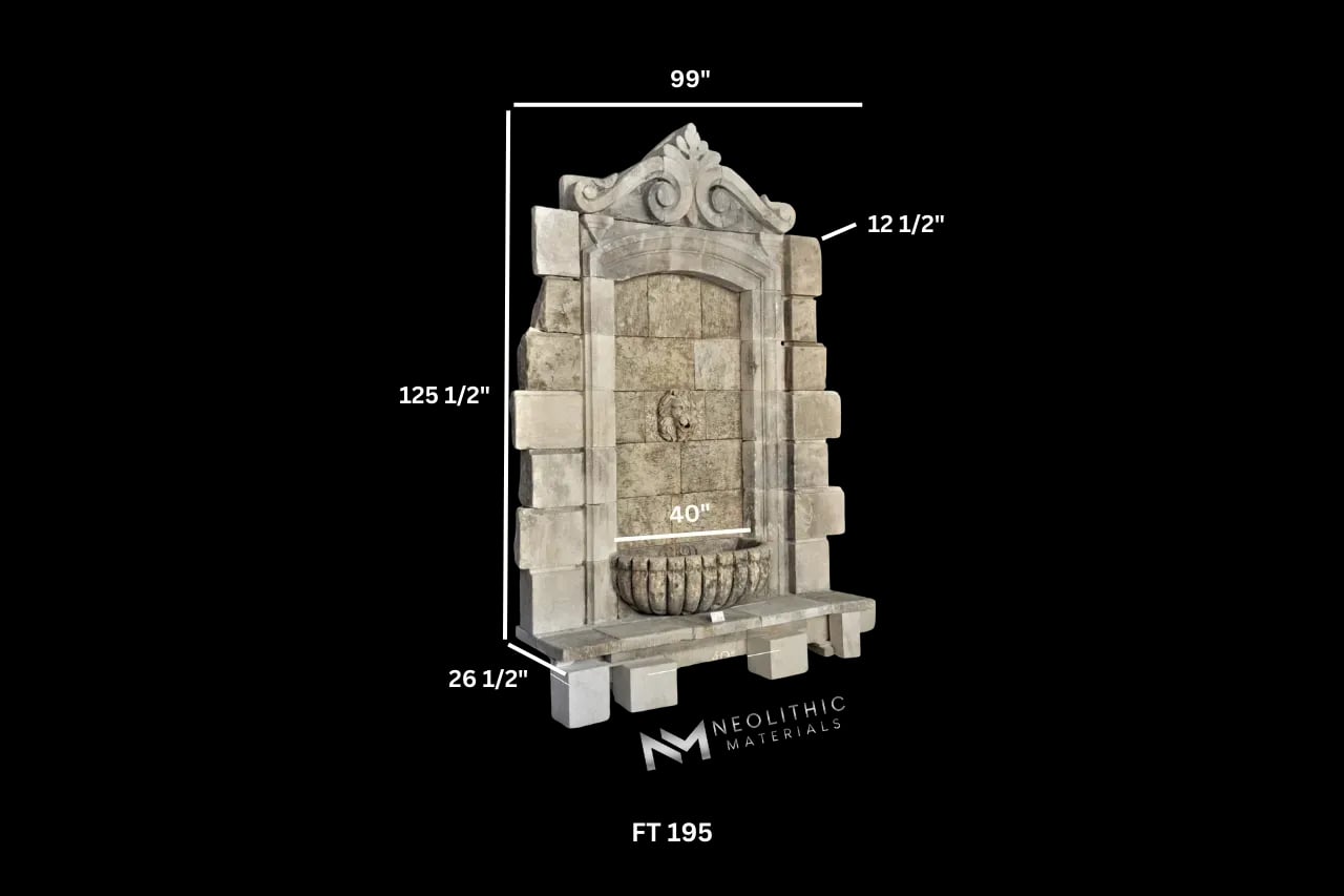 Reclaimed Limestone Wall Fountain - Image 2