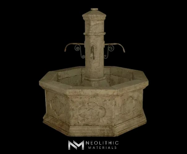 Octagonal Limestone Courtyard Central Fountain - Image 3