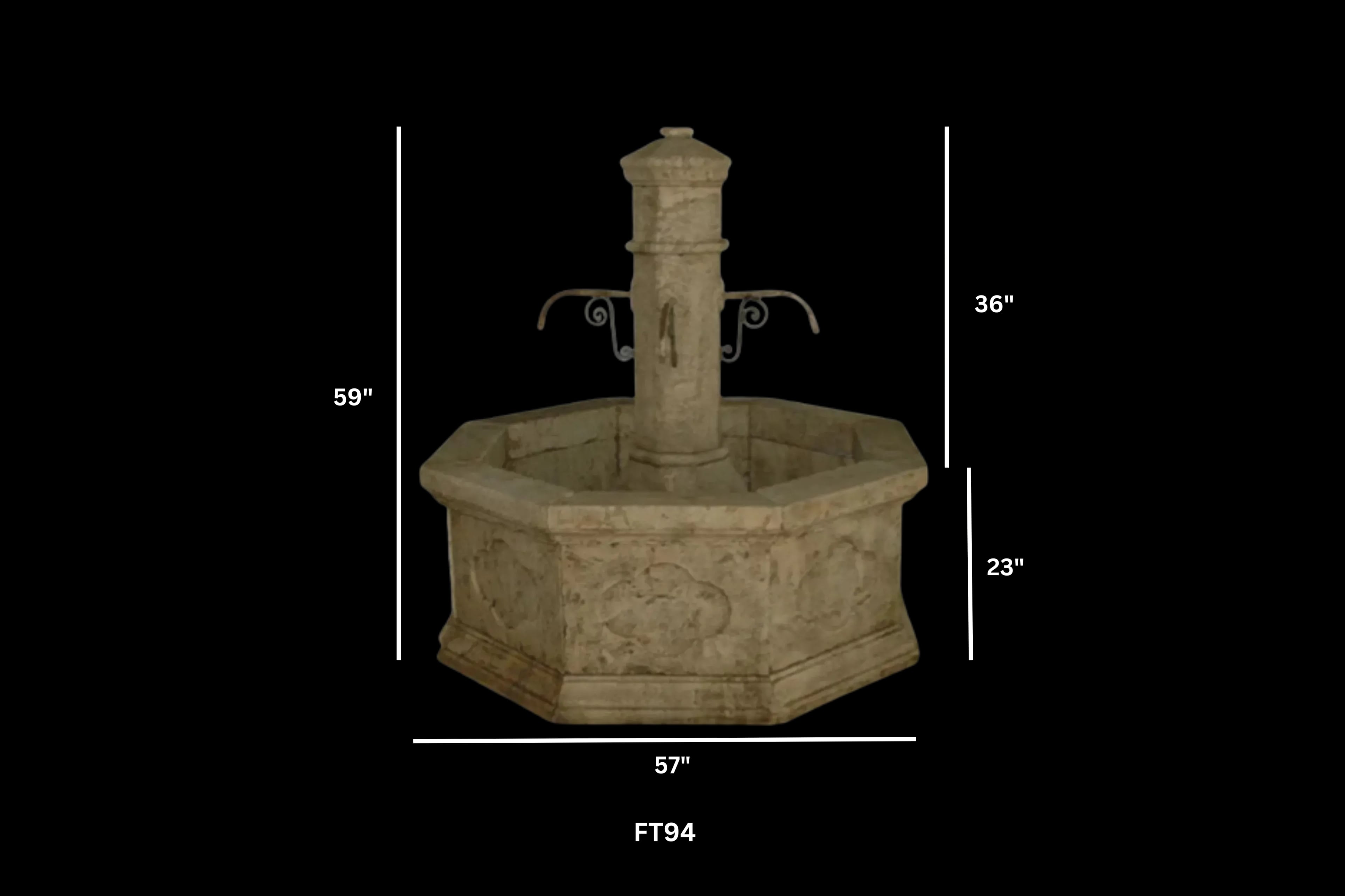 Octagonal Limestone Courtyard Central Fountain - Image 2