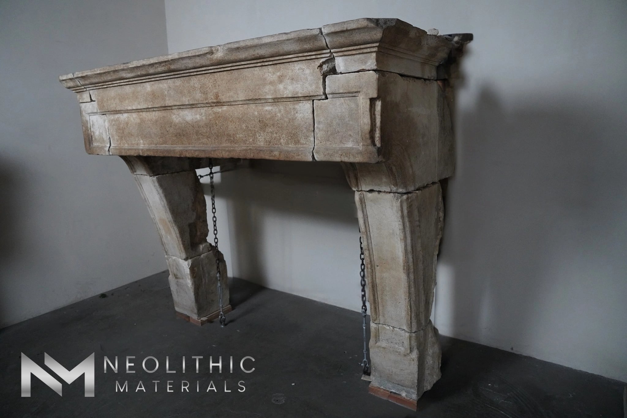 Antique Mediterranean Limestone Fireplace - Image 4