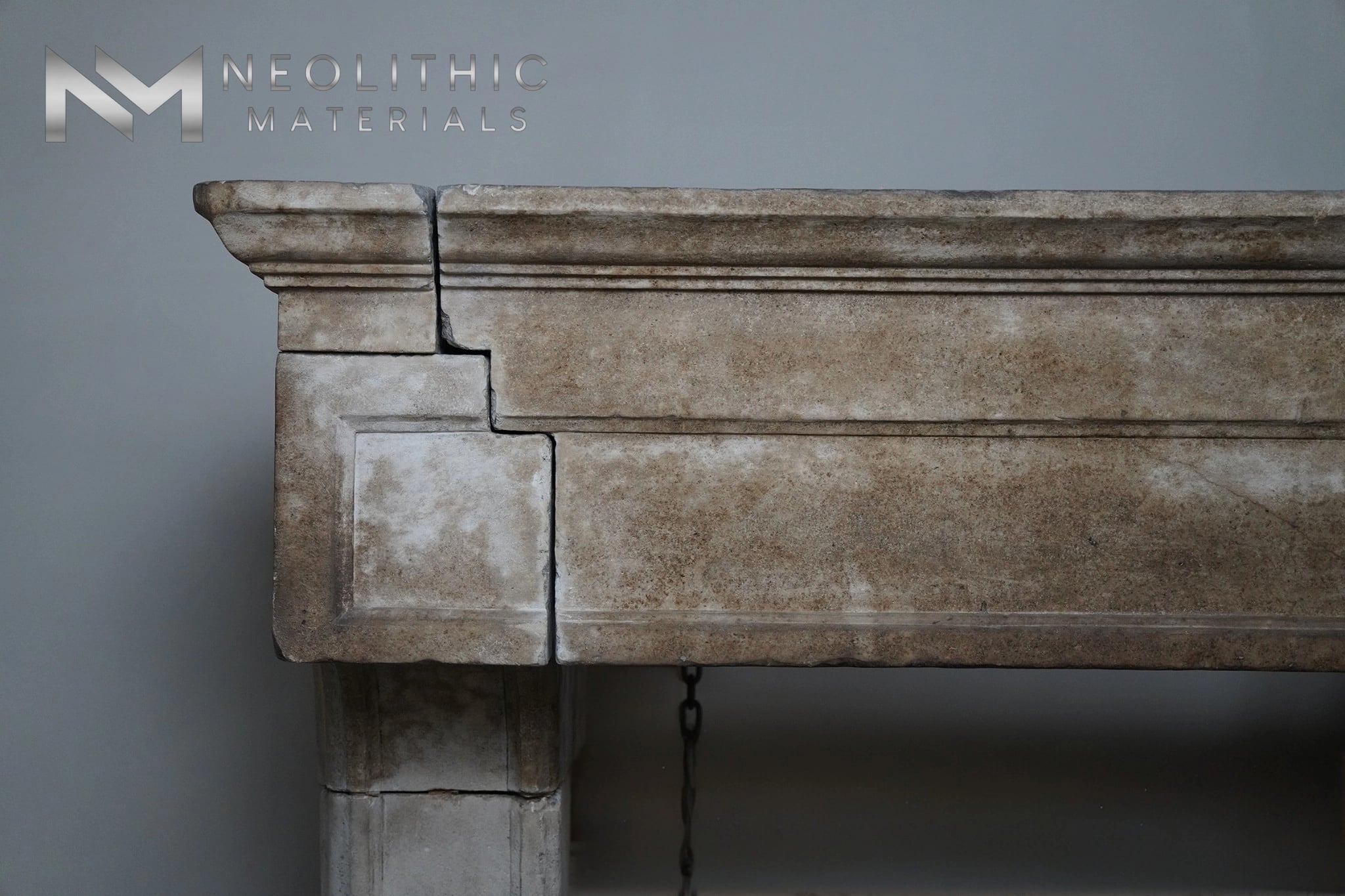 Antique Mediterranean Limestone Fireplace - Image 5