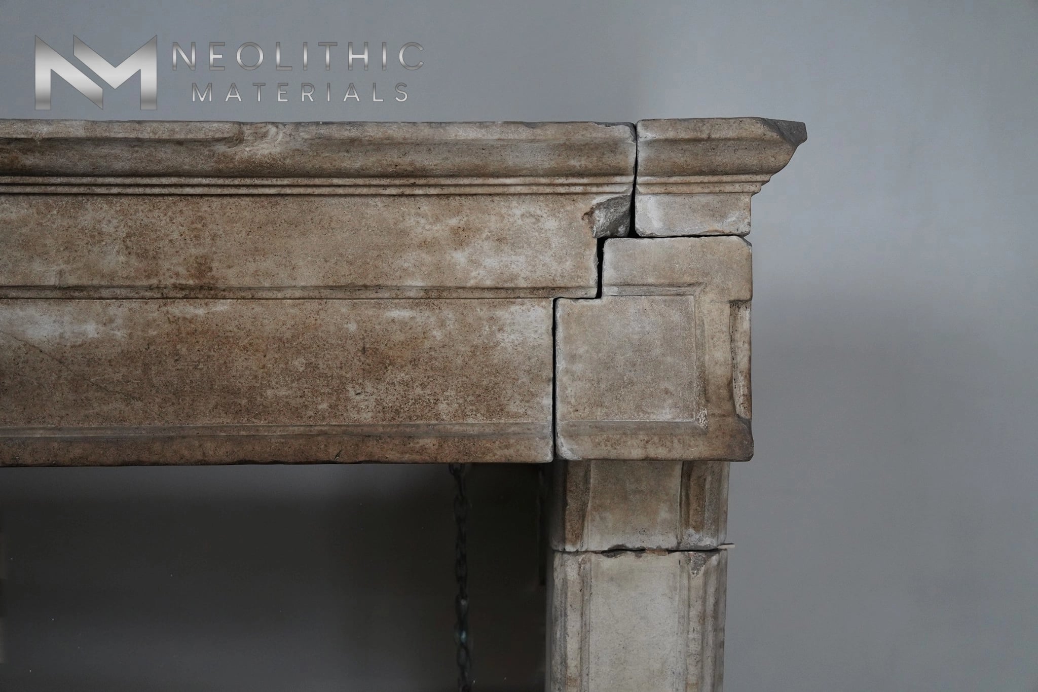 Antique Mediterranean Limestone Fireplace - Image 6