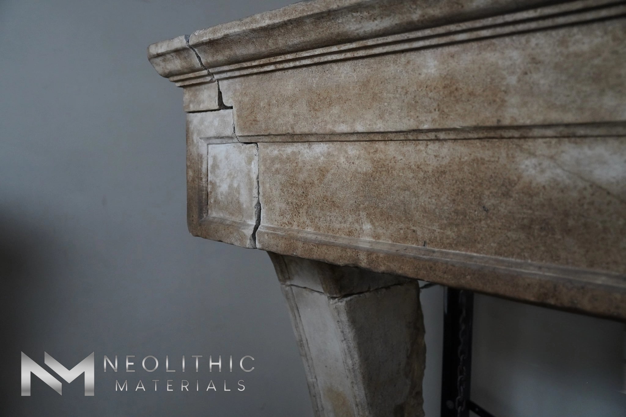 Antique Mediterranean Limestone Fireplace - Image 7
