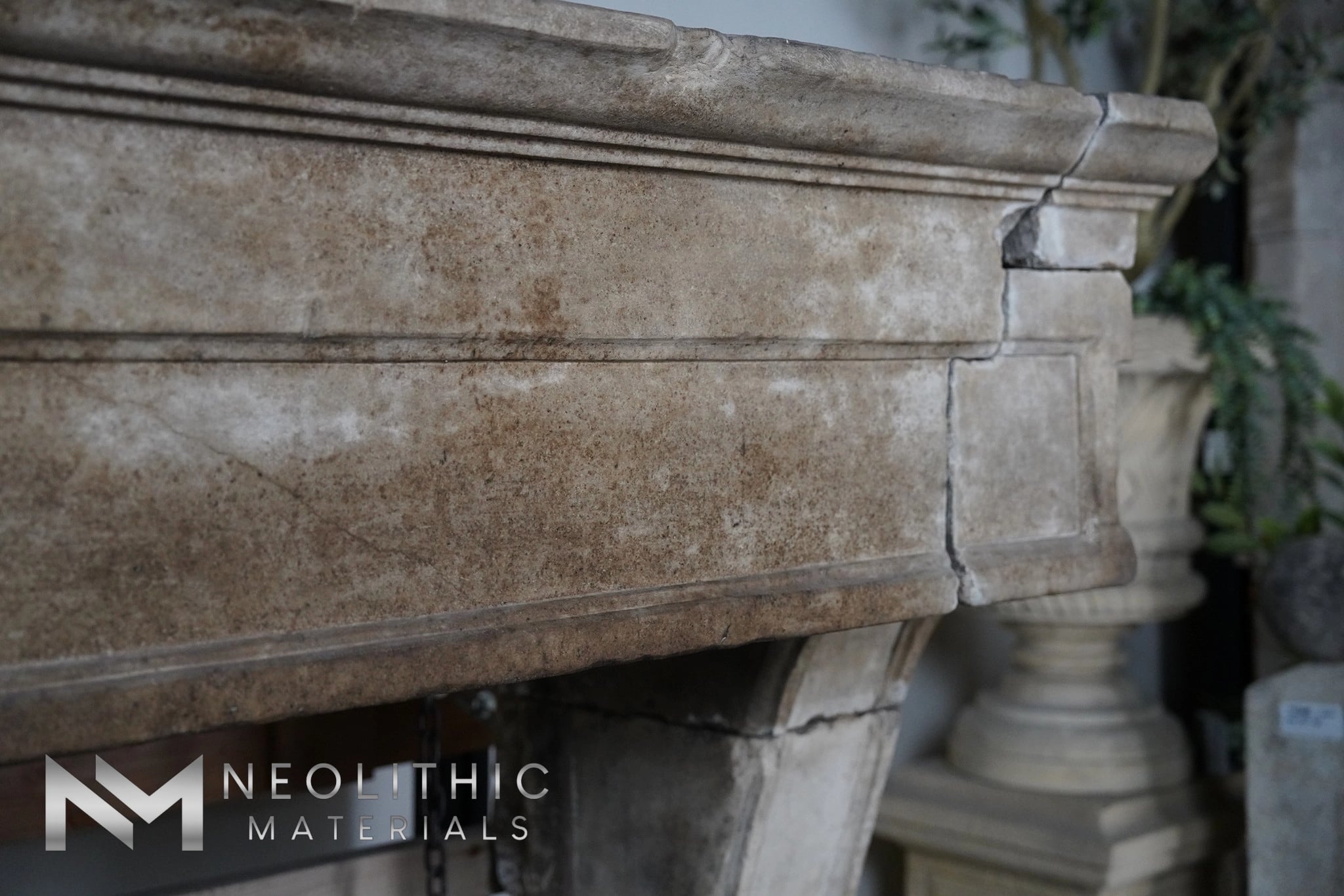Antique Mediterranean Limestone Fireplace - Image 8