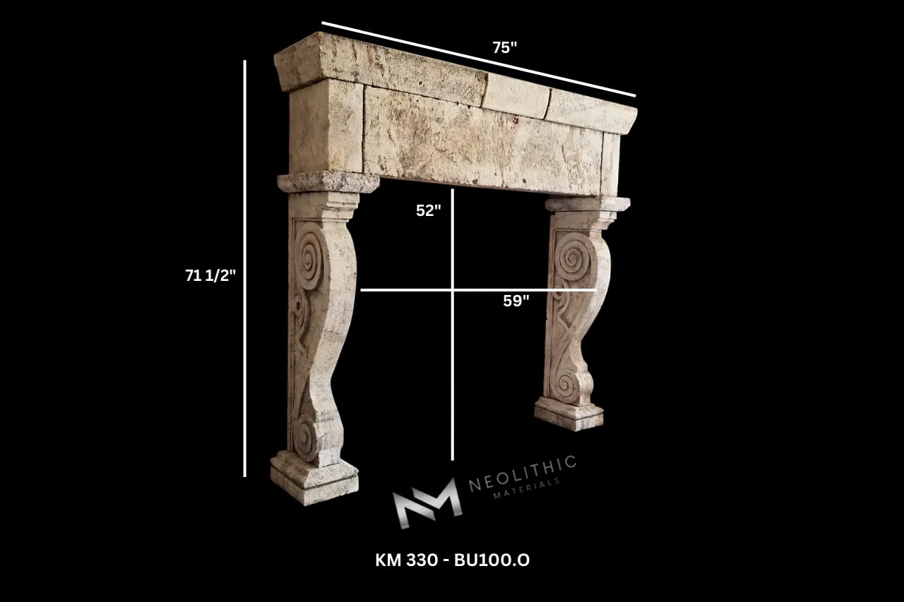 Reclaimed Limestone Mantel - Image 3