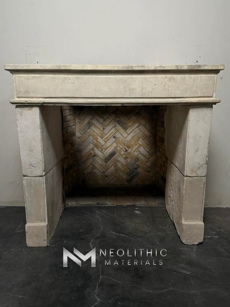 French Antique Limestone Fireplace - Image 4